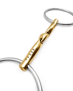 Wędzidło zwykłe z dużymi kółkami FAGER Annika Sweet Gold - podwójnie łamane