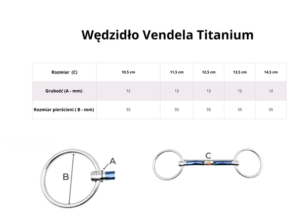 Wędzidło zwykłe FAGER Vendela Titanium Bradoon - podwójnie łamane