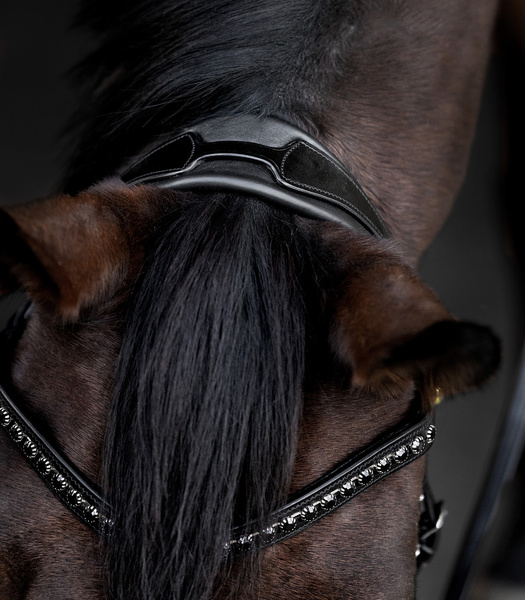 Ogłowie z nachrapnikiem szwedzkim Waldhausen S-Line Blackshine Patent