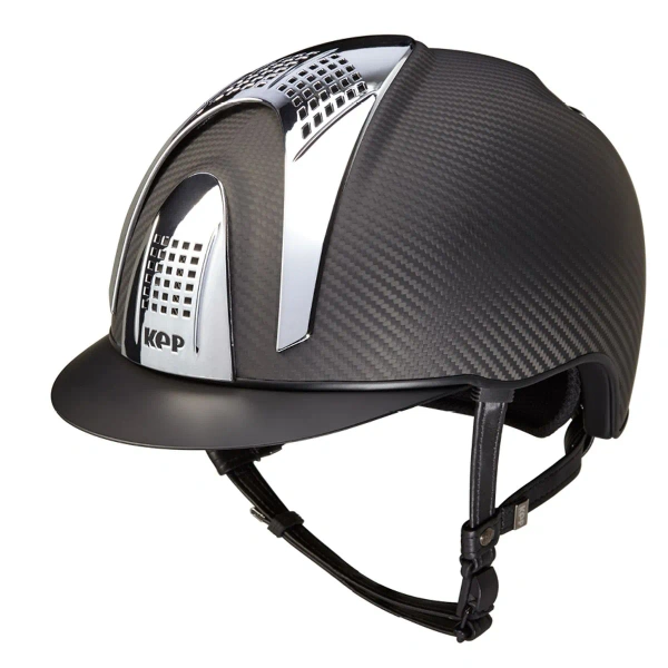 Kask jeździecki KEP Italia E-Light Carbon Polish Black 3 Inserts Silver