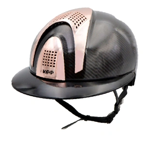 Kask jeździecki z szerokim daszkiem KEP Italia E-Light Carbon Polish Black 3 Rose Gold Inserts