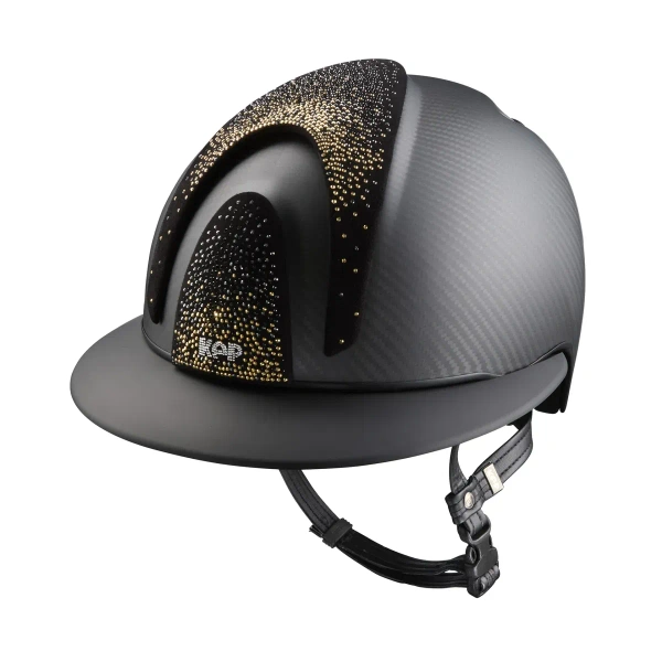 Kask jeździecki z szerokim daszkiem KEP Italia E-Light Carbon Matt 3 Nebula Gold