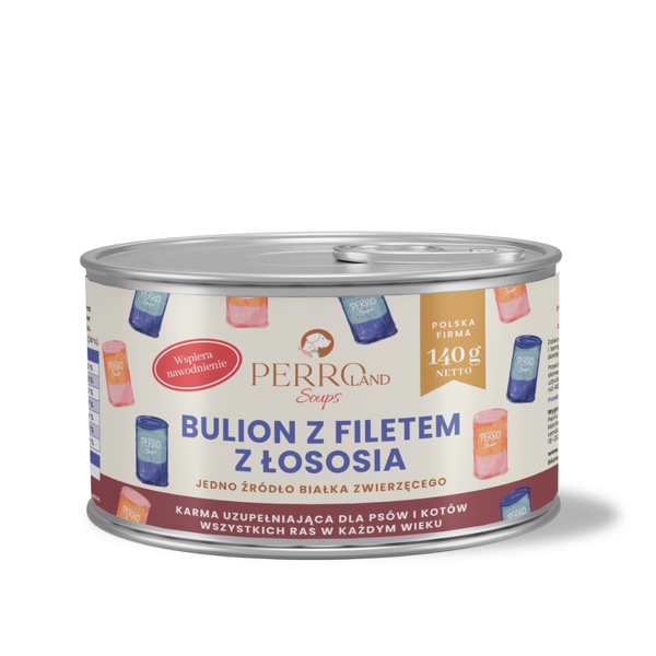 Bulion z filetem z łososia dla psa i kota PERRO PERROland Soups