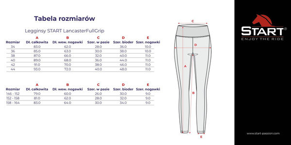 Legginsy młodzieżowe z pełnym lejem silikonowym START Lincolnshire