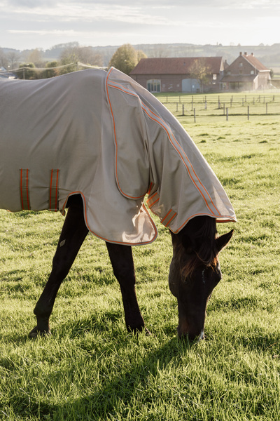 Derka siatkowa przeciw owadom z kapturem i osłoną brzucha Kentucky Horsewear Mesh Fly Rug Comfort Classic