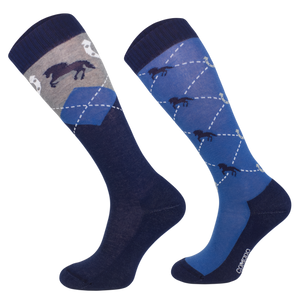 Podkolanówki jeździeckie Comodo Funny Design - Podkowa Karo