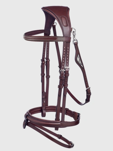 Ogłowie z nachrapnikiem angielskim kombinowanym z paskiem krzyżowym Equiline Ready to Ride