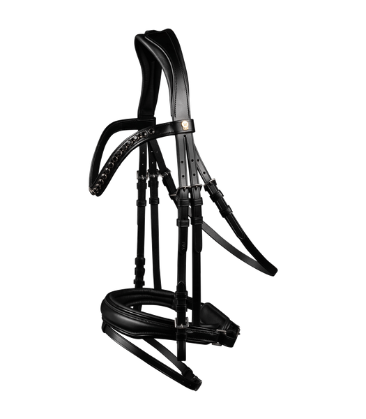 Ogłowie z nachrapnikiem szwedzkim Waldhausen S-Line Blackshine Patent