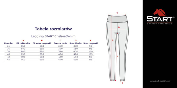 Legginsy z pełnym lejem START Chelsea Denim