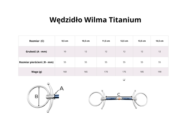 Wędzidło zwykłe z krótkimi wąsami FAGER Wilma Titanium - wielokrotnie łamane