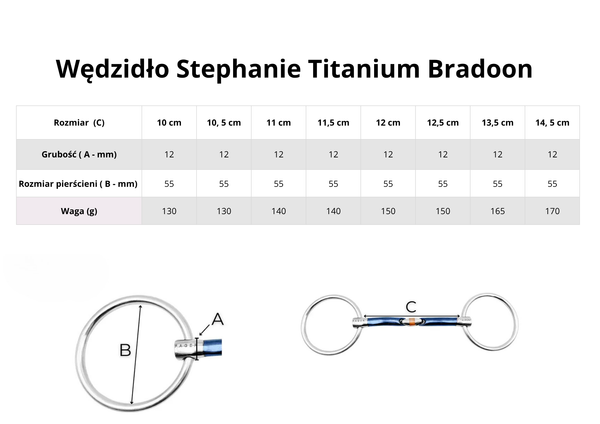Wędzidło zwykłe FAGER Stephanie Titanium Bradoon - podwójnie łamane