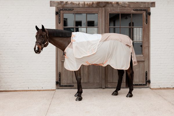 Derka siatkowa przeciw owadom z wodoodpornym grzbietem Kentucky Horsewear Waterproof Combo Fly Rug Comfort