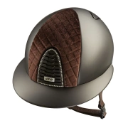 Kask jeździecki z szerokim daszkiem KEP Italia Cromo 2.0 Textile Milano Velvet Shining Brown