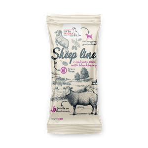 Kość do żucia dla psa Syta Micha Sheep Line - Owca w skórze łososia z jeżyną 12cm