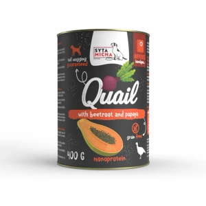 Karma mokra dla psa Syta Micha -Przepiórka z burakiem i papają 400g