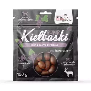 Super kiełbaski dla psa z jeleniem i czarną porzeczką Syta Micha